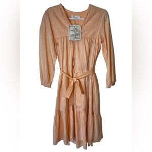 NWT Emerson Fry India Collection “Heirloom" midi dress in peach Size XS/S
